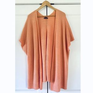 Lafayette 148 Open Sweater Sleeveless Knit Shrug Poncho Kimono Orange Size M
